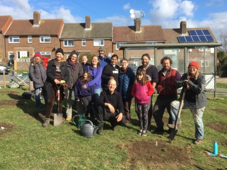 Growing Hollingdean Volunteers creating Polka Dot Wild Flower Beds. Planted in Hollingdean. February 2023.