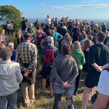 John Funnell of the Brighton and Hove Archaeological Society guided walk of the Hollingbury Iron Age Hill Fort, July 2022