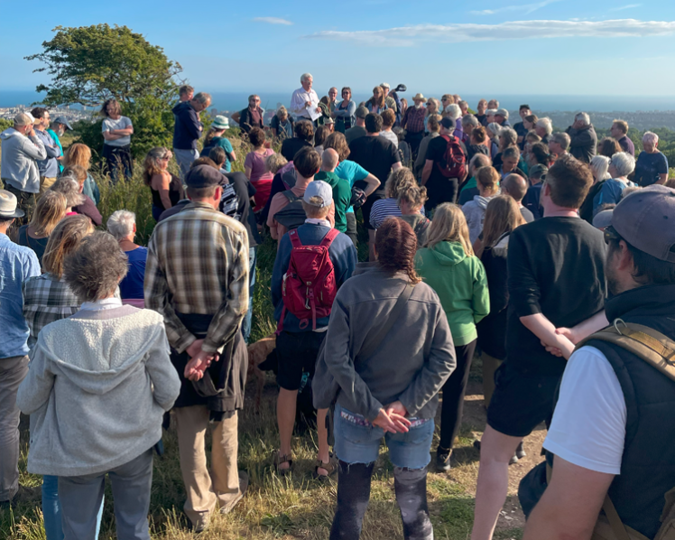 John Funnell of the Brighton and Hove Archaeological Society guided walk of the Hollingbury Iron Age Hill Fort, July 2022