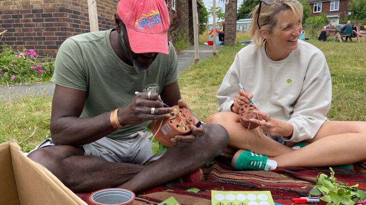 Earwig Bell House making at Growing Hollingdean Free Activities at the Lucky Dip 2023