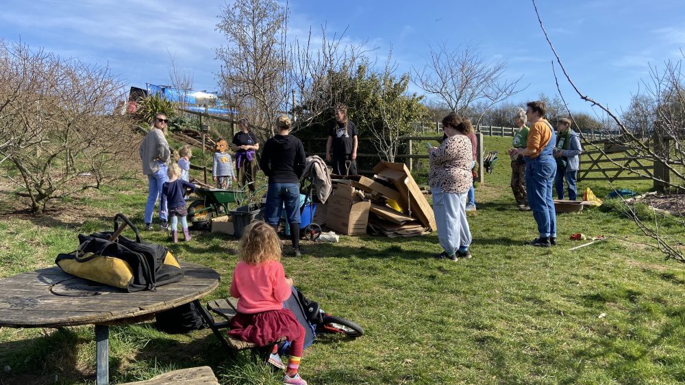 Volunteers planted a new edible forest garden at Hollingdean Park Community Orchard, March 2025