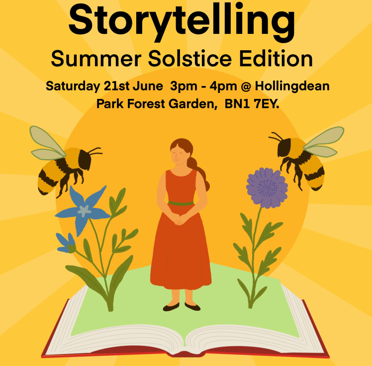 Free Kids Storytelling event in Hollingdean Park Community Orchard and Forest Garden, saturday 21 June 2025, 3 to 4pm