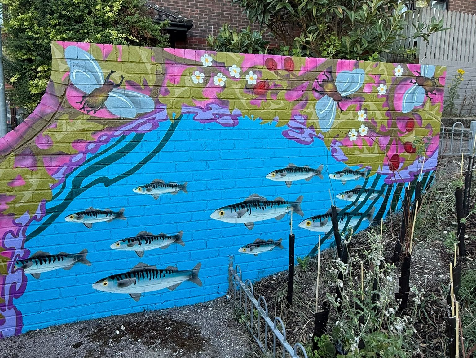 Lynchet Close Community Garden mural , Hollingdean in 2026, by Moss & Concrete